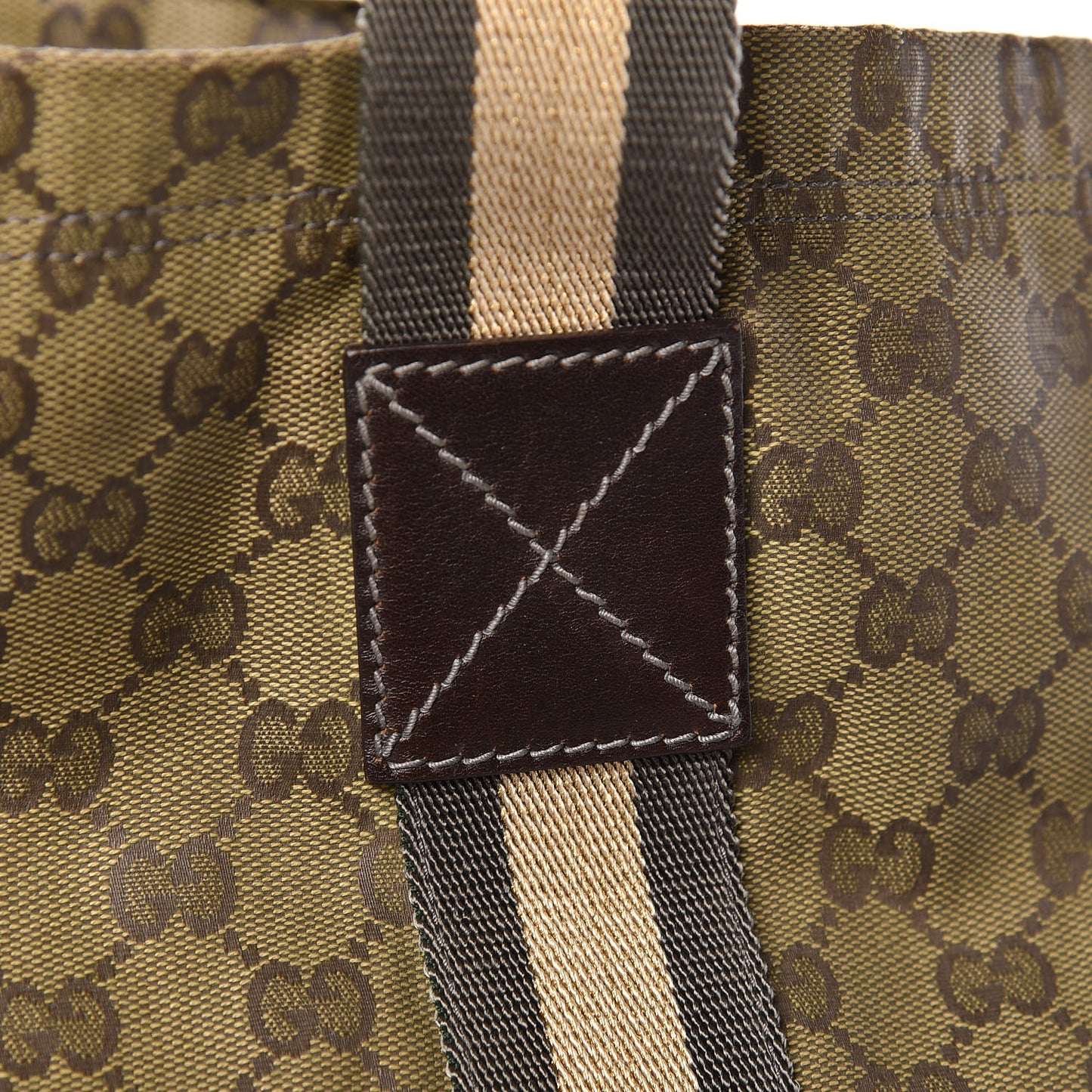 GG Monogram Medium Web Handle Vertical Tote Green