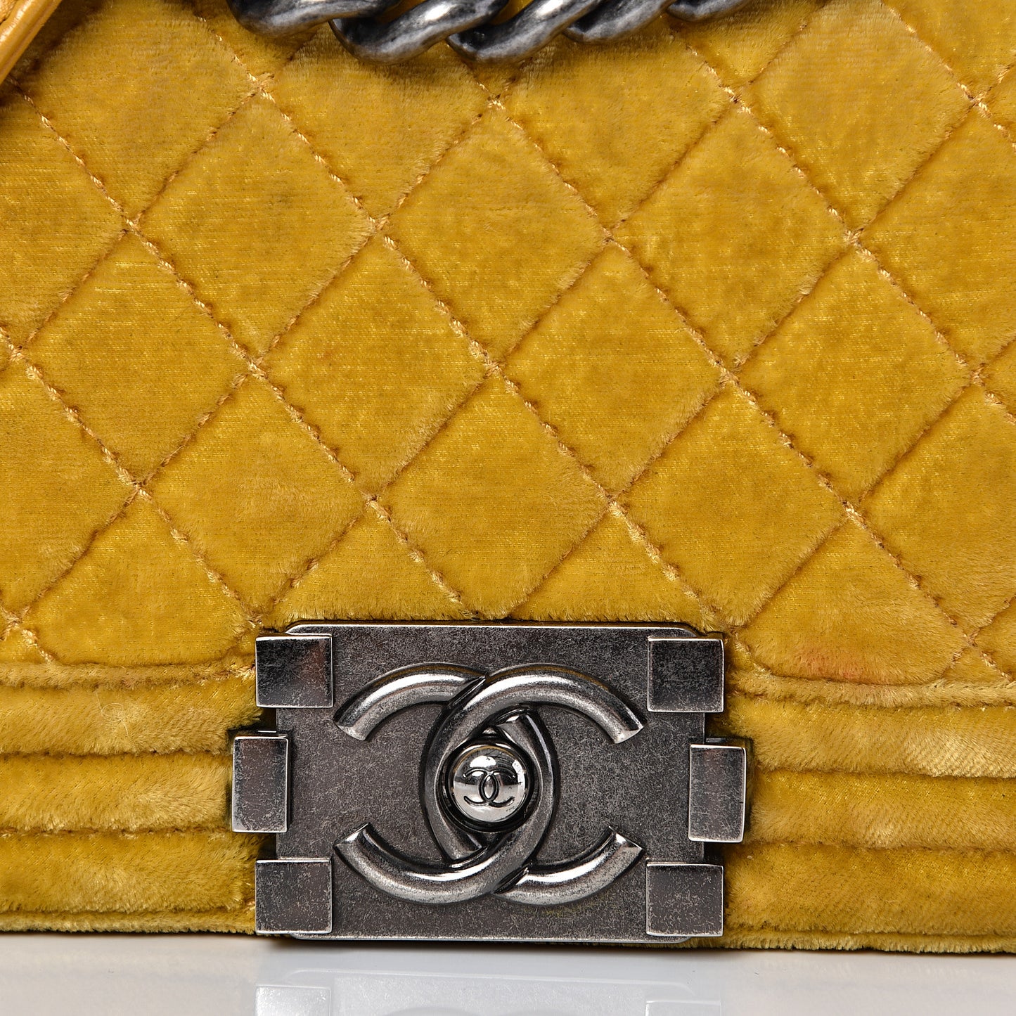 Velvet Quilted Small Boy Flap Yellow