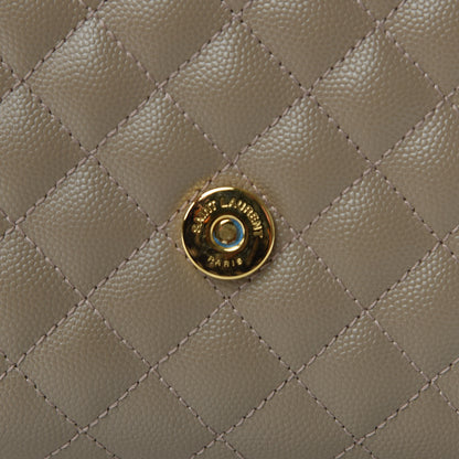 Saint Laurent Grain De Poudre Textured Mixed Matelasse Medium Triquilt Monogram Satchel Dusty Grey 9 of 9