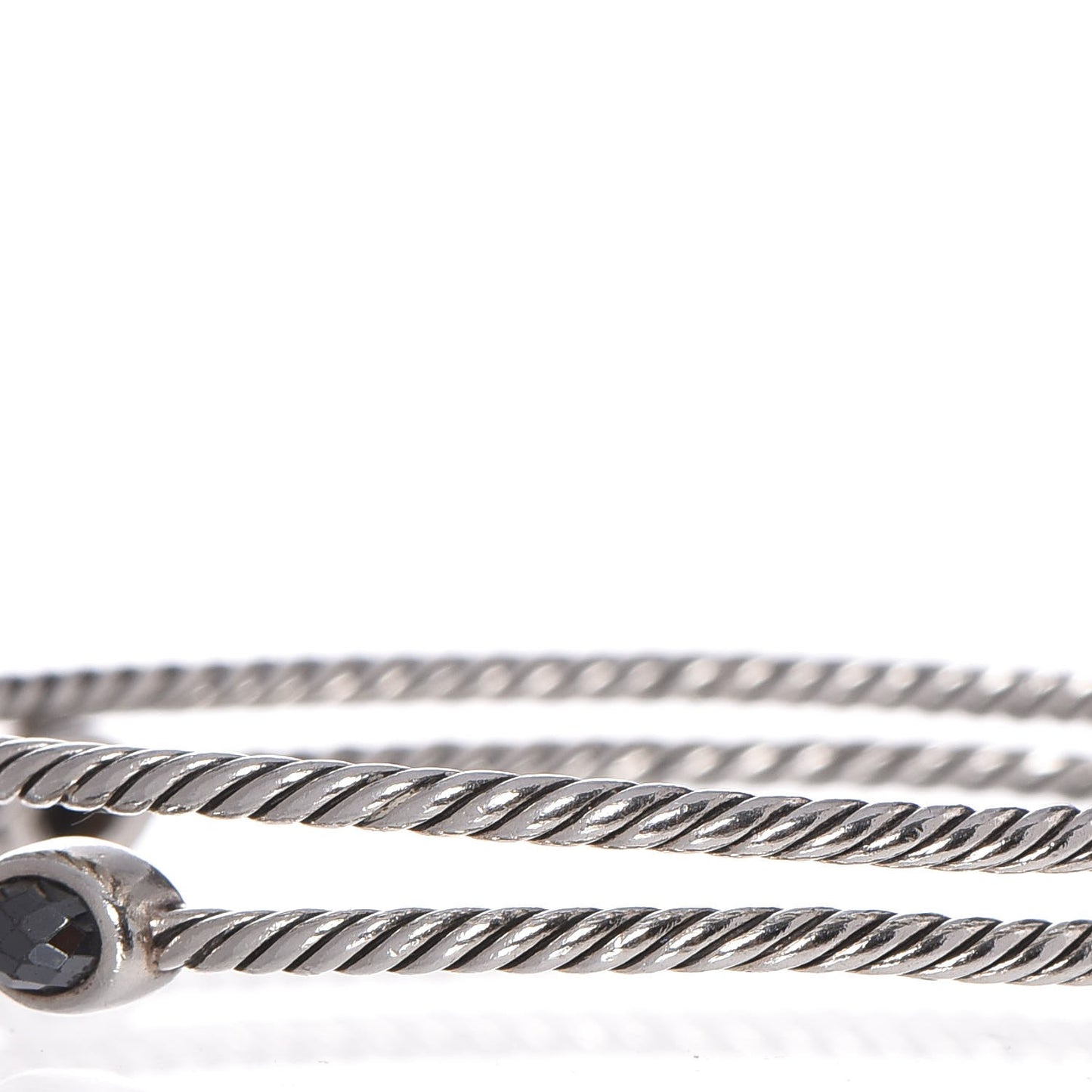 Sterling Silver Hematine Color Classics Cable Bangle Bracelet Set of 2