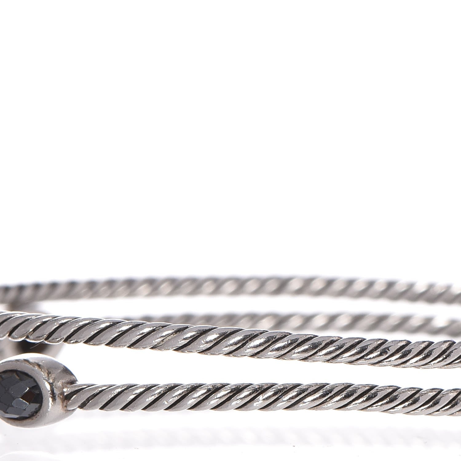 David Yurman Sterling Silver Hematine Color Classics Cable Bangle Bracelet Set of 2 5 of 5