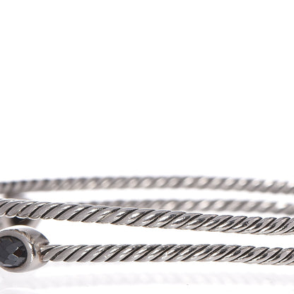 David Yurman Sterling Silver Hematine Color Classics Cable Bangle Bracelet Set of 2 5 of 5