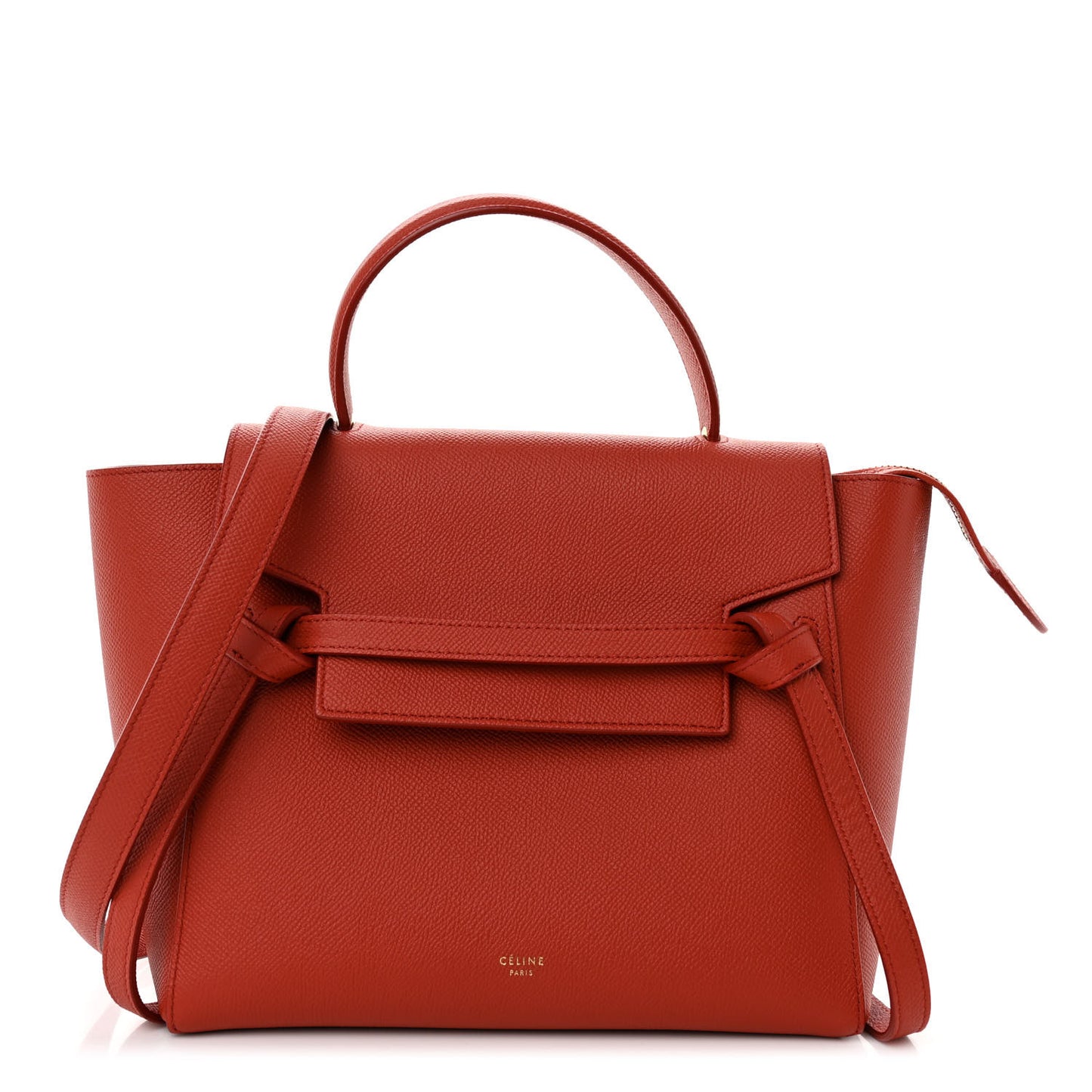 Grained Calfskin Micro Belt Bag Fox Red