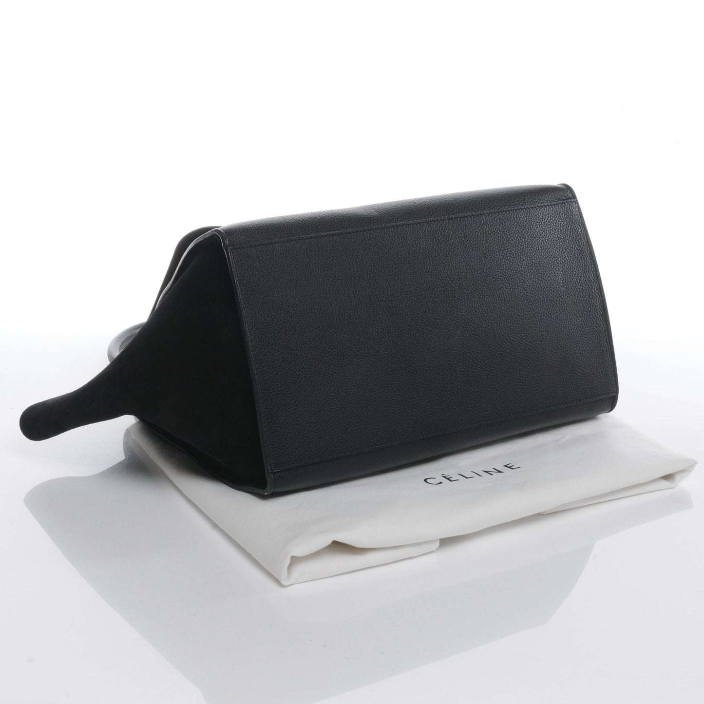 Drummed Leather Suede Large Trapeze Black