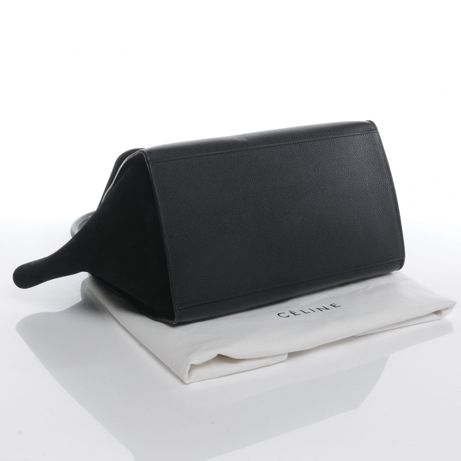 Celine Drummed Leather Suede Large Trapeze Black 4 of 7
