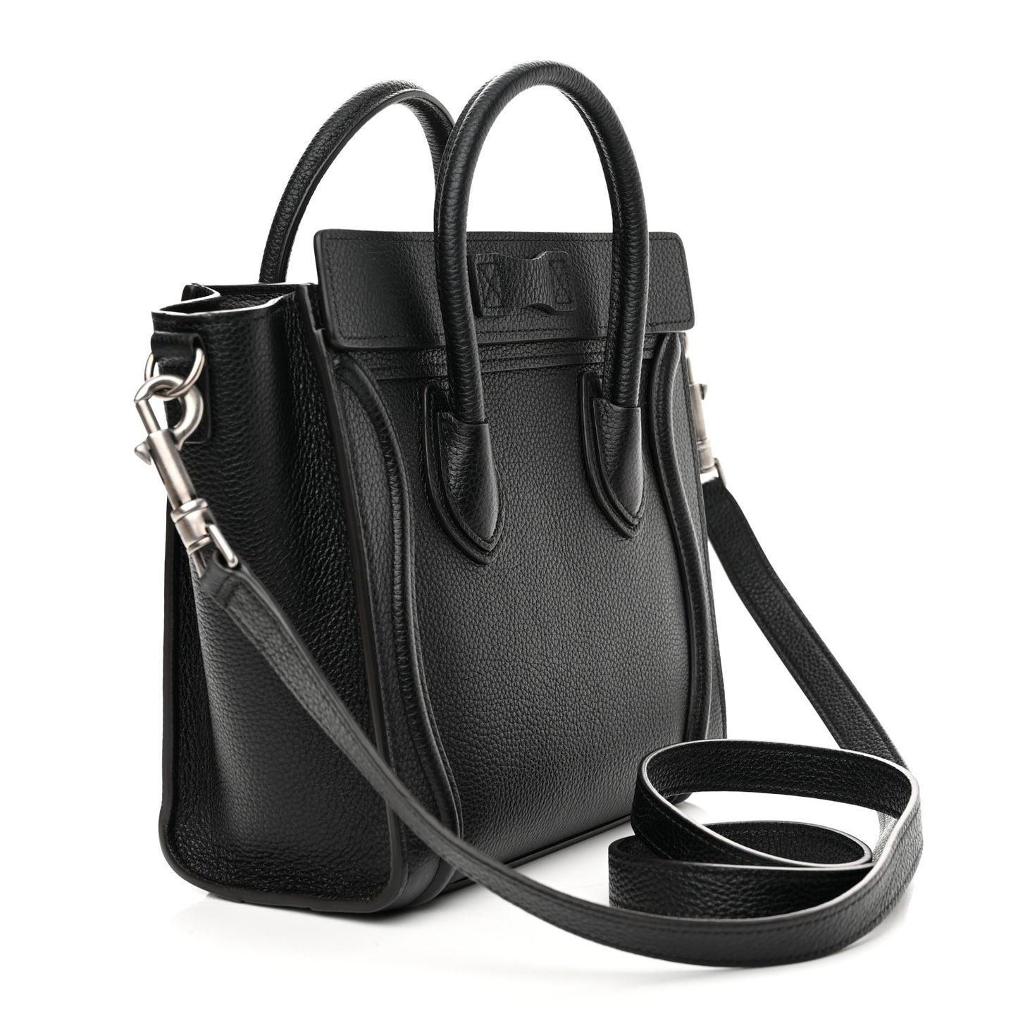 Drummed Calfskin Nano Luggage Black