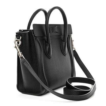Celine Drummed Calfskin Nano Luggage Black 3 of 13