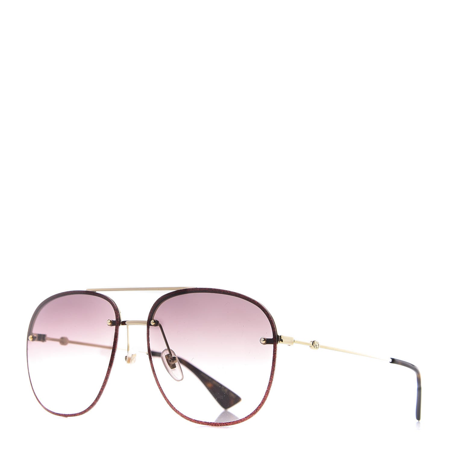 Gucci Metal Glitter Aviator Sunglasses G0227S Red Gold 1 of 9