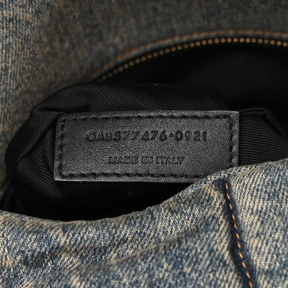 Saint Laurent Denim Quilted Loulou Puffer Monogram Chain Satchel Rodeo Blue 7 of 10