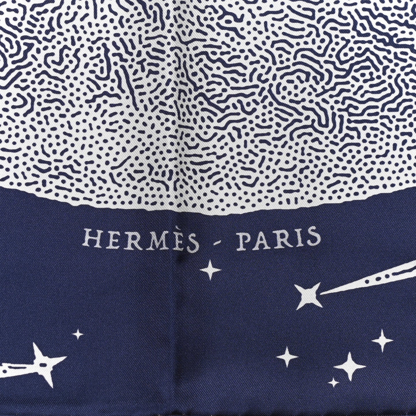 Silk Clair De Lune Double Face Scarf 90 Marine White Beige