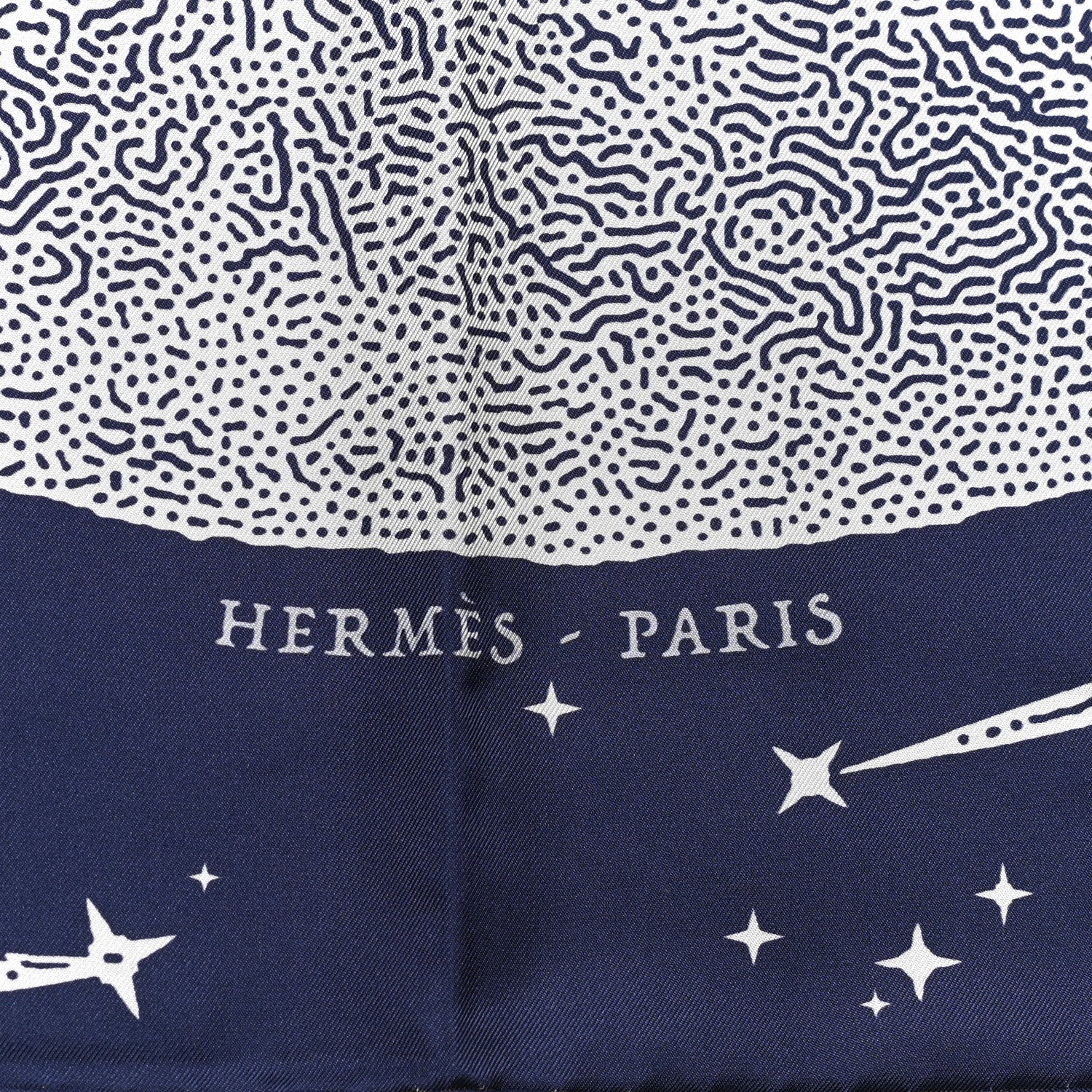 Hermes Silk Clair De Lune Double Face Scarf 90 Marine White Beige 2 of 5