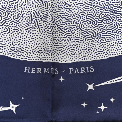 Hermes Silk Clair De Lune Double Face Scarf 90 Marine White Beige 2 of 5