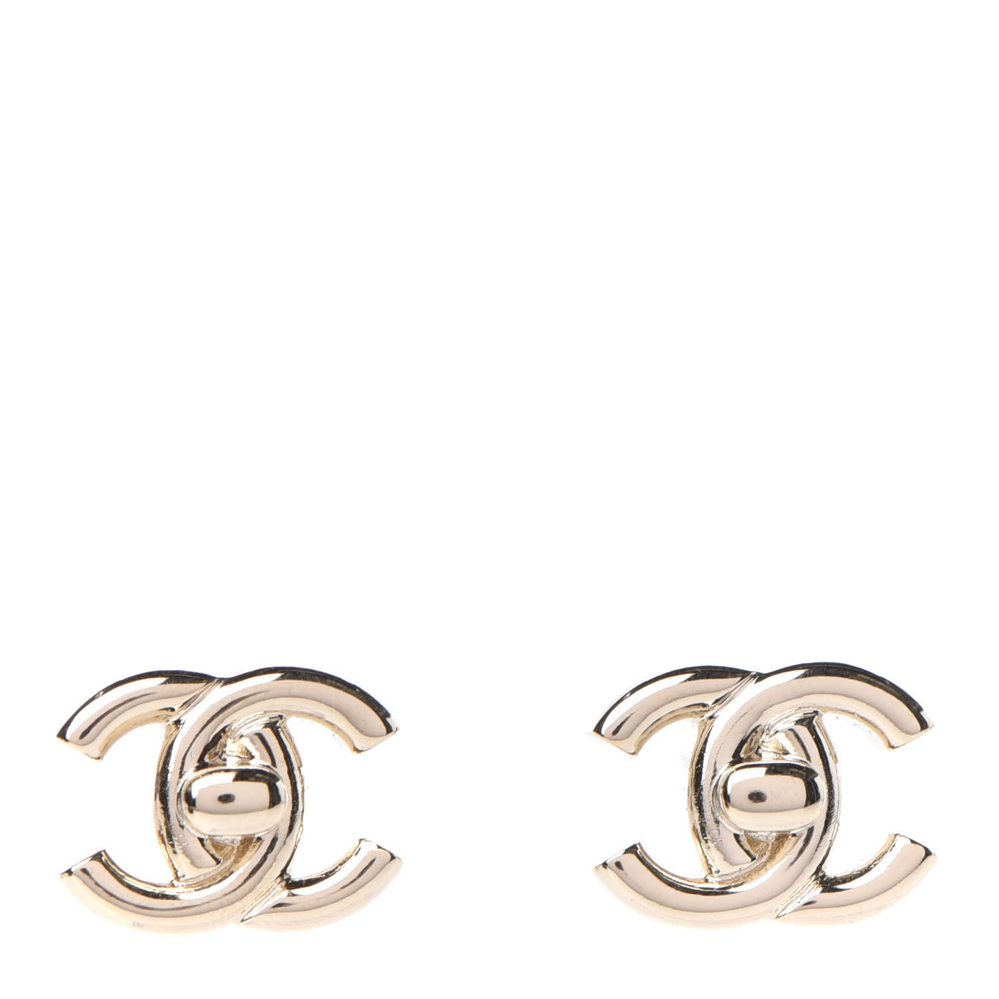 Metal CC Turnlock Earrings Gold