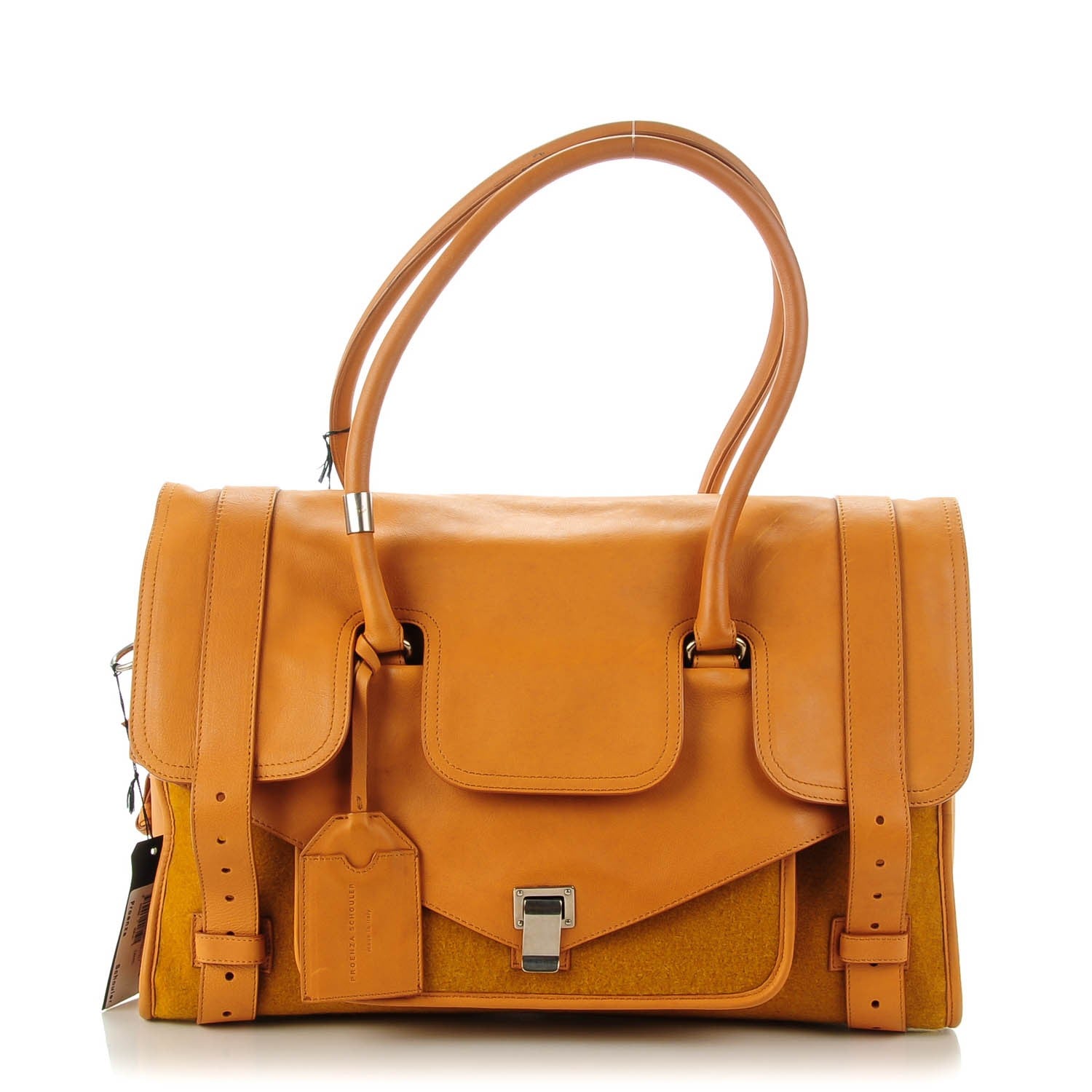 Proenza Schouler Lambskin Felt Medium PS1 Travel Satchel Camel 1 of 11