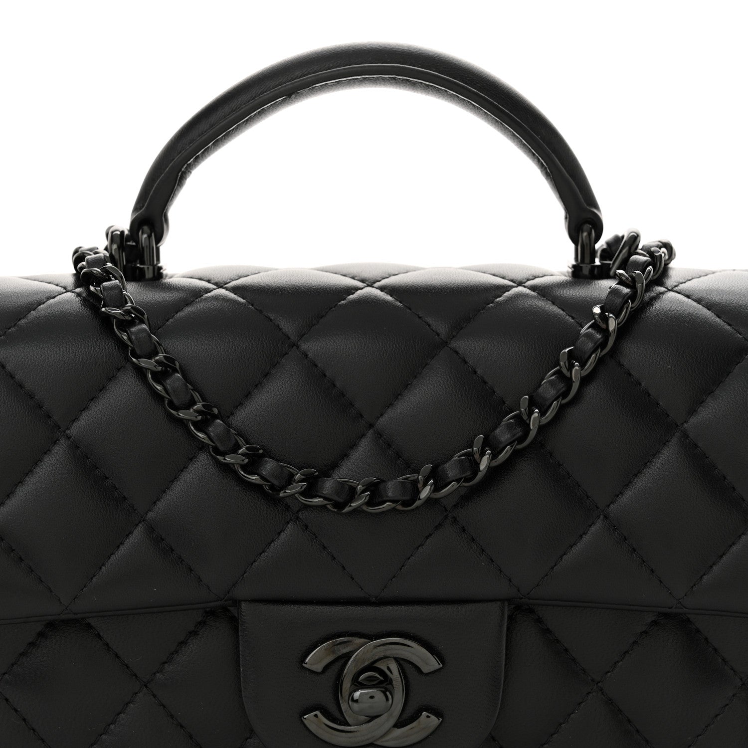 Chanel Lambskin Quilted Mini Top Handle Rectangular Flap So Black 8 of 12