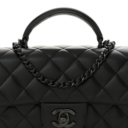Chanel Lambskin Quilted Mini Top Handle Rectangular Flap So Black 8 of 12