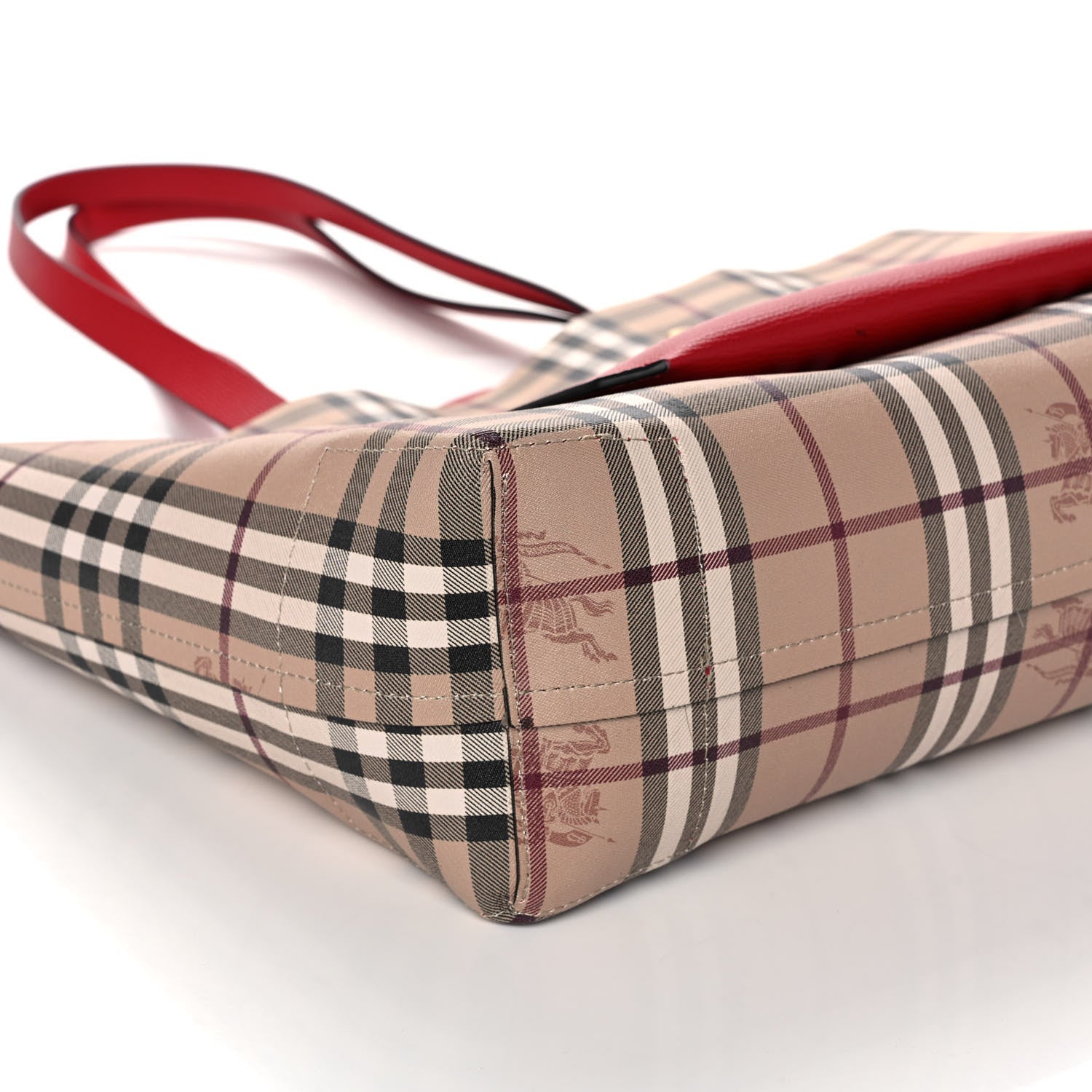 Burberry Grainy Calfskin Haymarket Check Small Reversible Tote Red 13 of 18