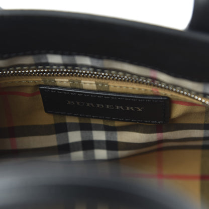 Burberry Grainy Calfskin House Check Small Banner Tote Black 8 of 9