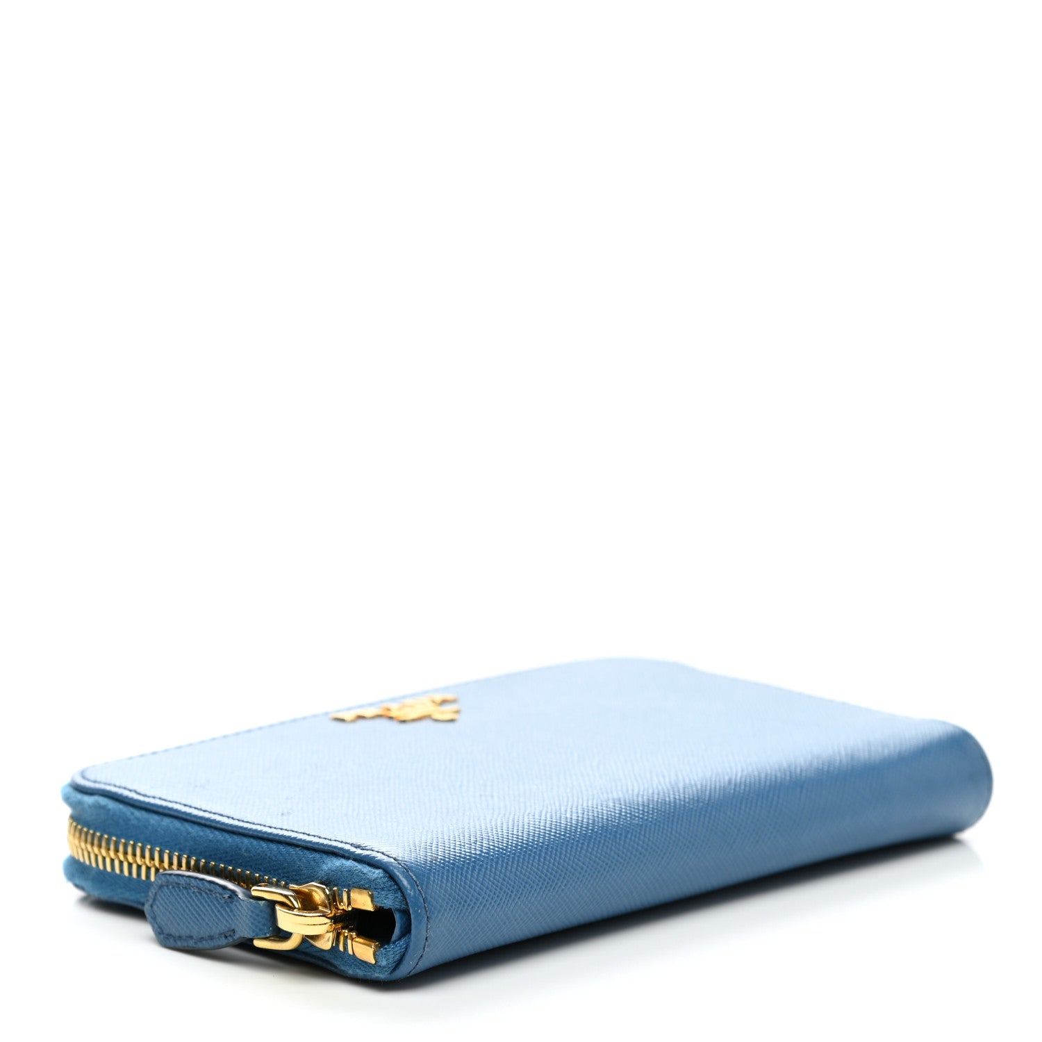 Prada Saffiano Metal Zip Around Wallet Blue 4 of 8