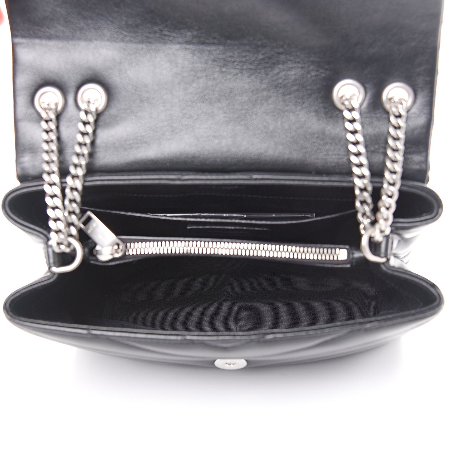 Calfskin Y Quilted Monogram Small Loulou Chain Satchel Black