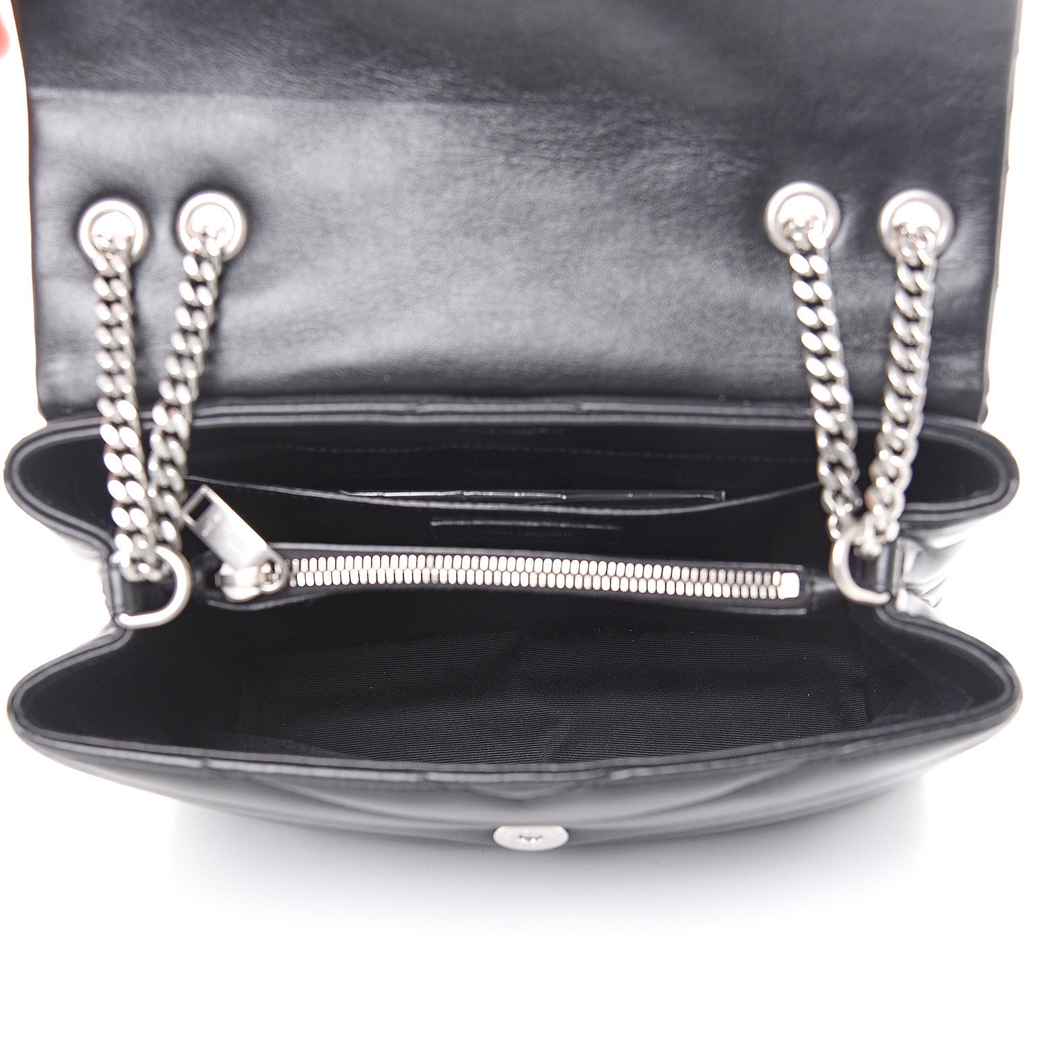 Saint Laurent Calfskin Y Quilted Monogram Small Loulou Chain Satchel Black 4 of 9