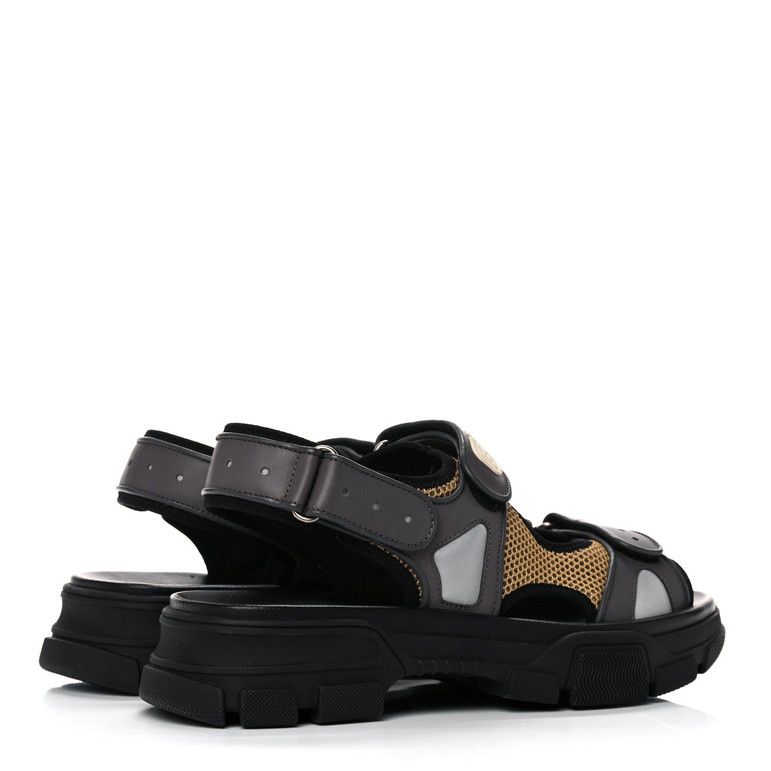 Gucci X SEGA Nappa Mesh Mens Aguru Sandals 9 Loess Black 4 of 9
