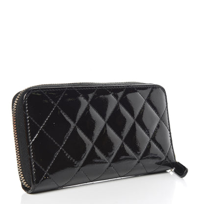 Chanel Patent Quilted Small Zip Around Wallet Black 3 of 9