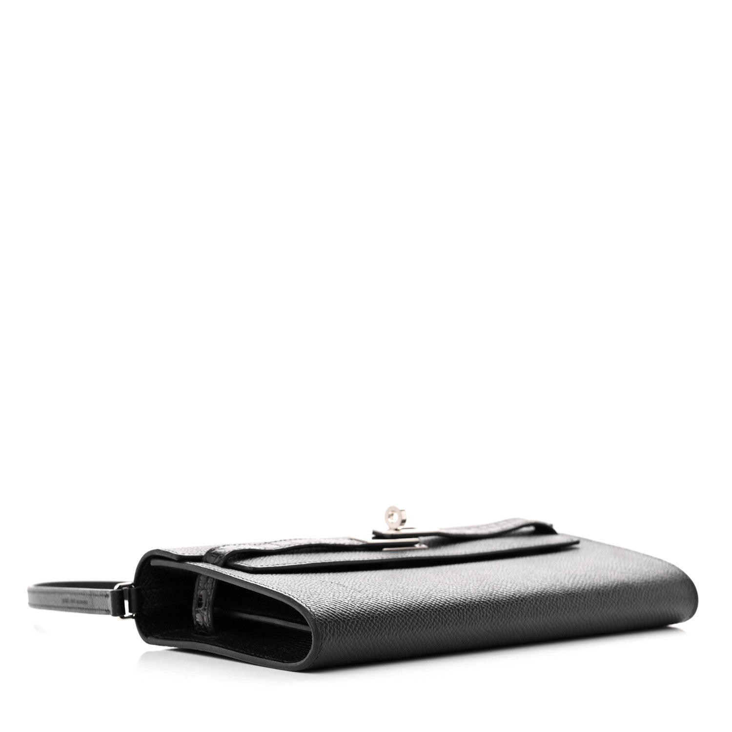 Hermes Epsom Matte Alligator Touch Kelly Wallet To Go Black 4 of 9