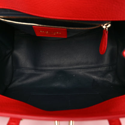 Balenciaga Grained Calfskin M Tube Round Tote Rouge Coquelicot 5 of 13