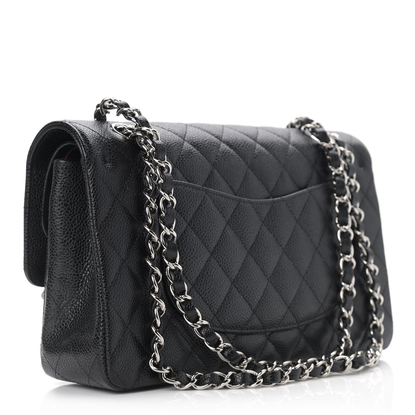 Caviar Quilted Medium Double Flap Black