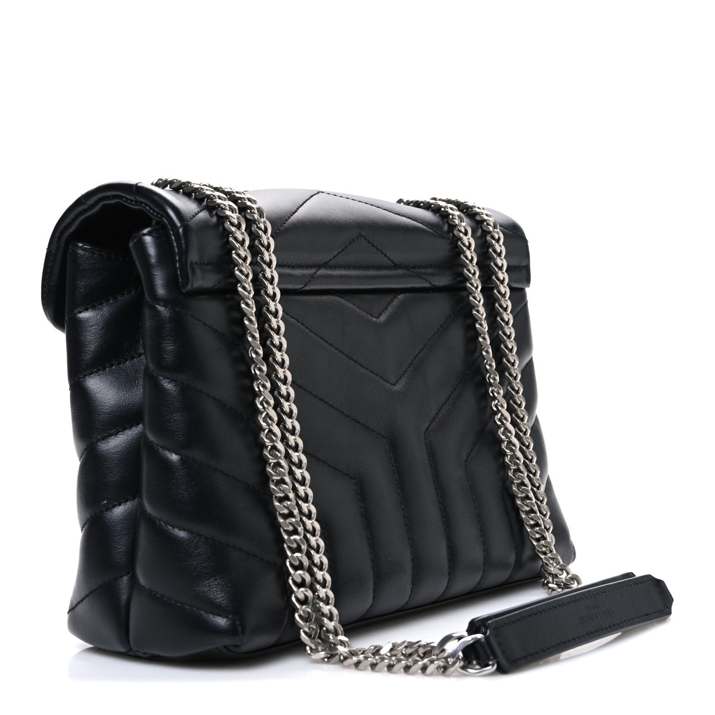 Calfskin Y Quilted Monogram Small Loulou Chain Satchel Black
