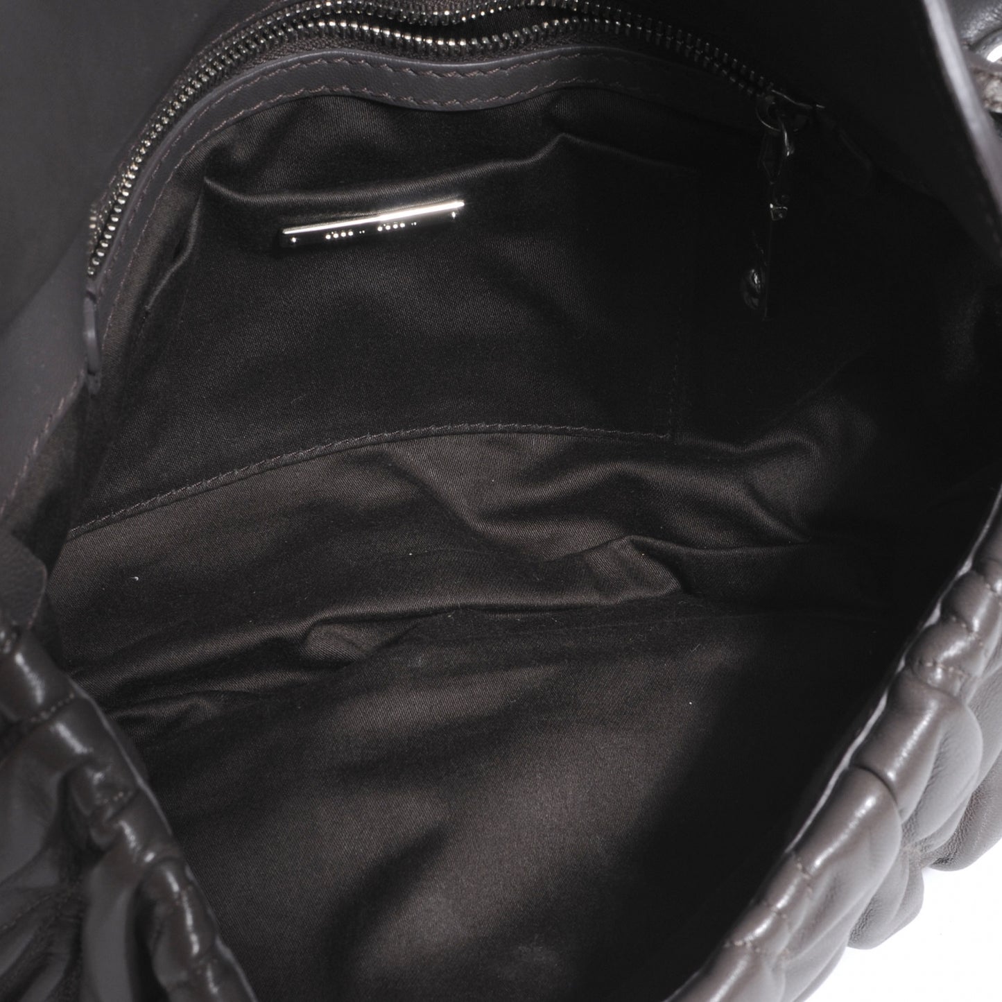 Leather Matelasse Shoulder Bag Grigio