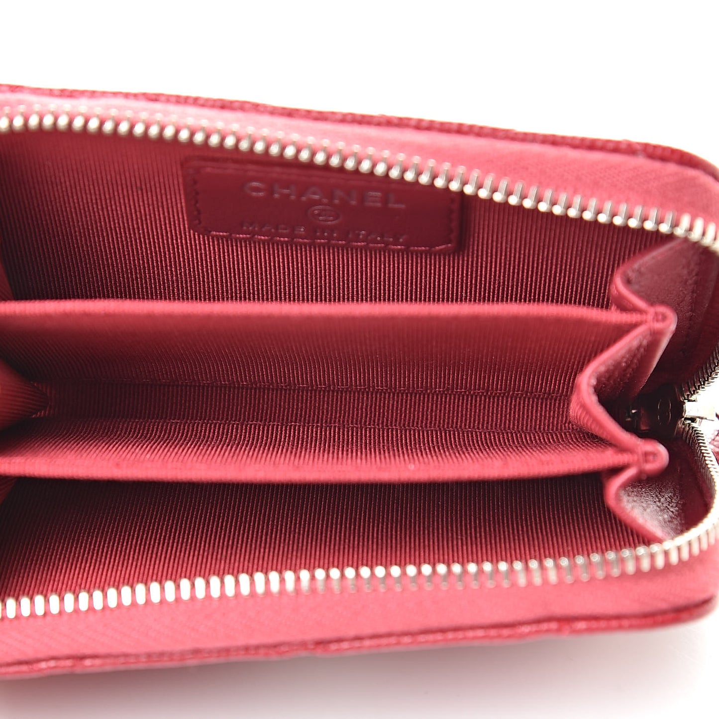 Caviar Quilted Zip Coin Purse Dark Pink