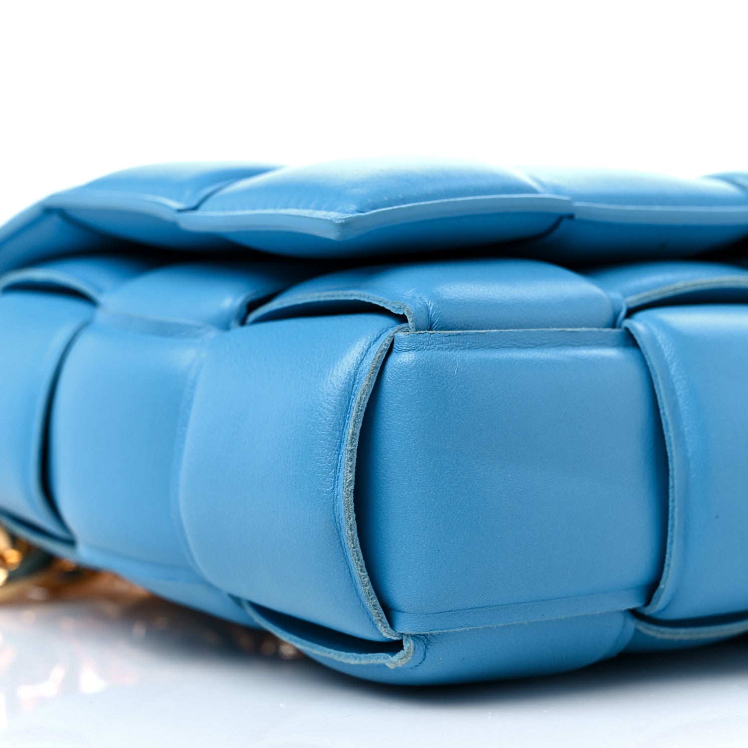 Bottega Veneta Lambskin Maxi Intreccio Padded Chain Cassette Crossbody Bag Swimming Pool 7 of 11