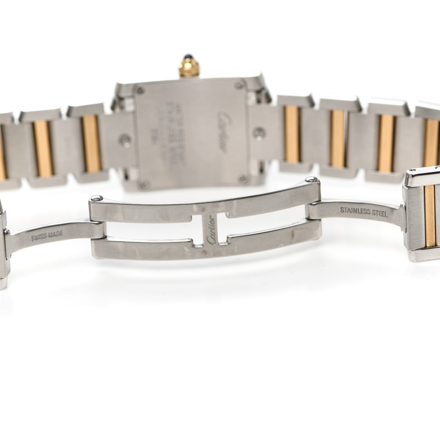 Stainless Steel 18K Yellow Gold 20mm Tank Francaise Quartz Watch