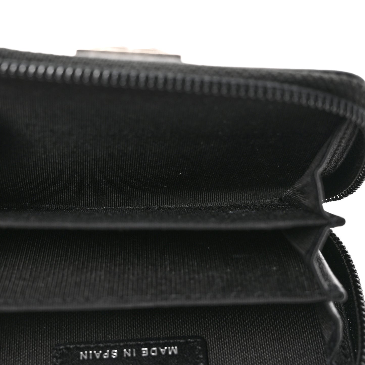 Lambskin Quilted Zip Around Boy Coin Purse Wallet Black Black