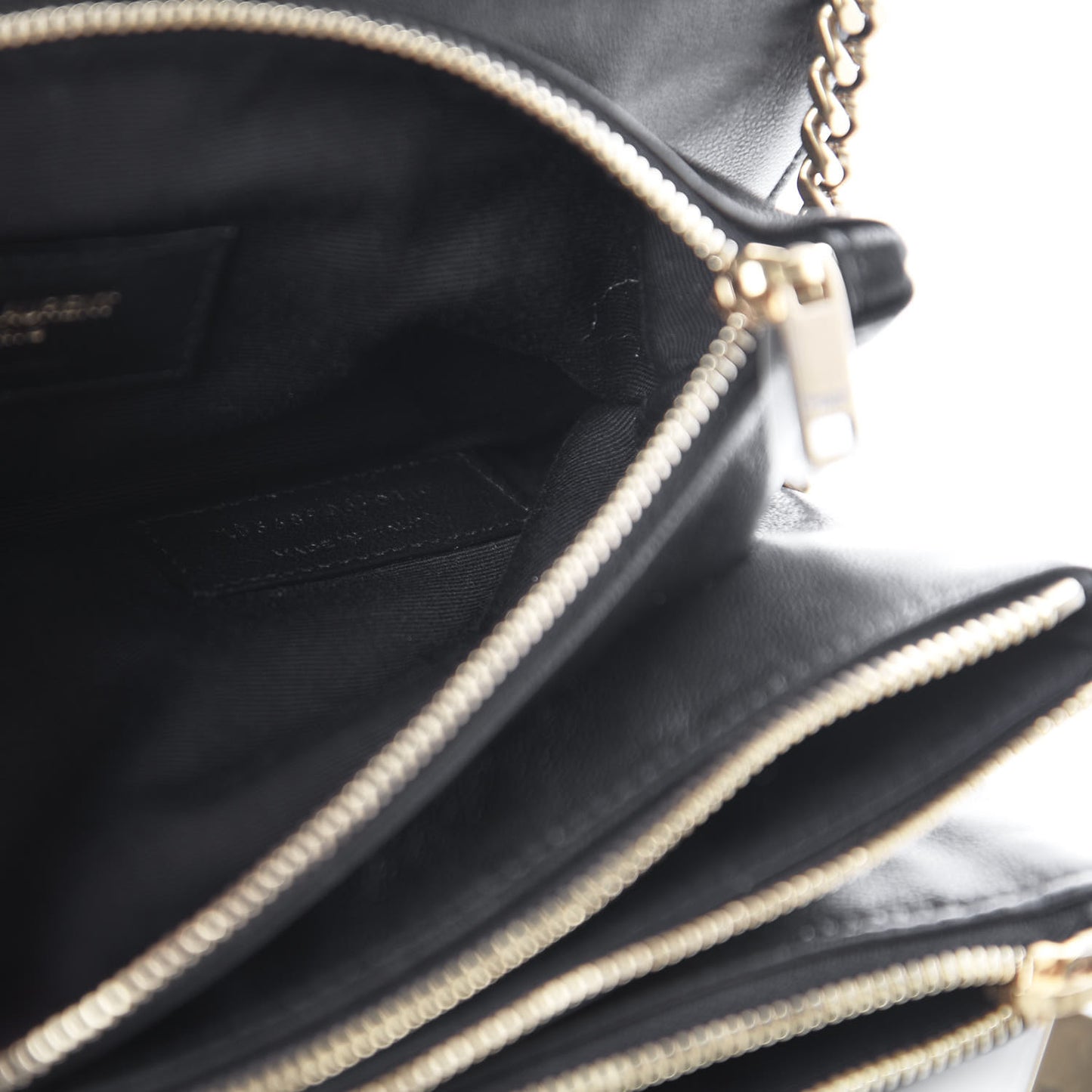 Lambskin Diamond Quilted Monogram Angie Chain Bag Black
