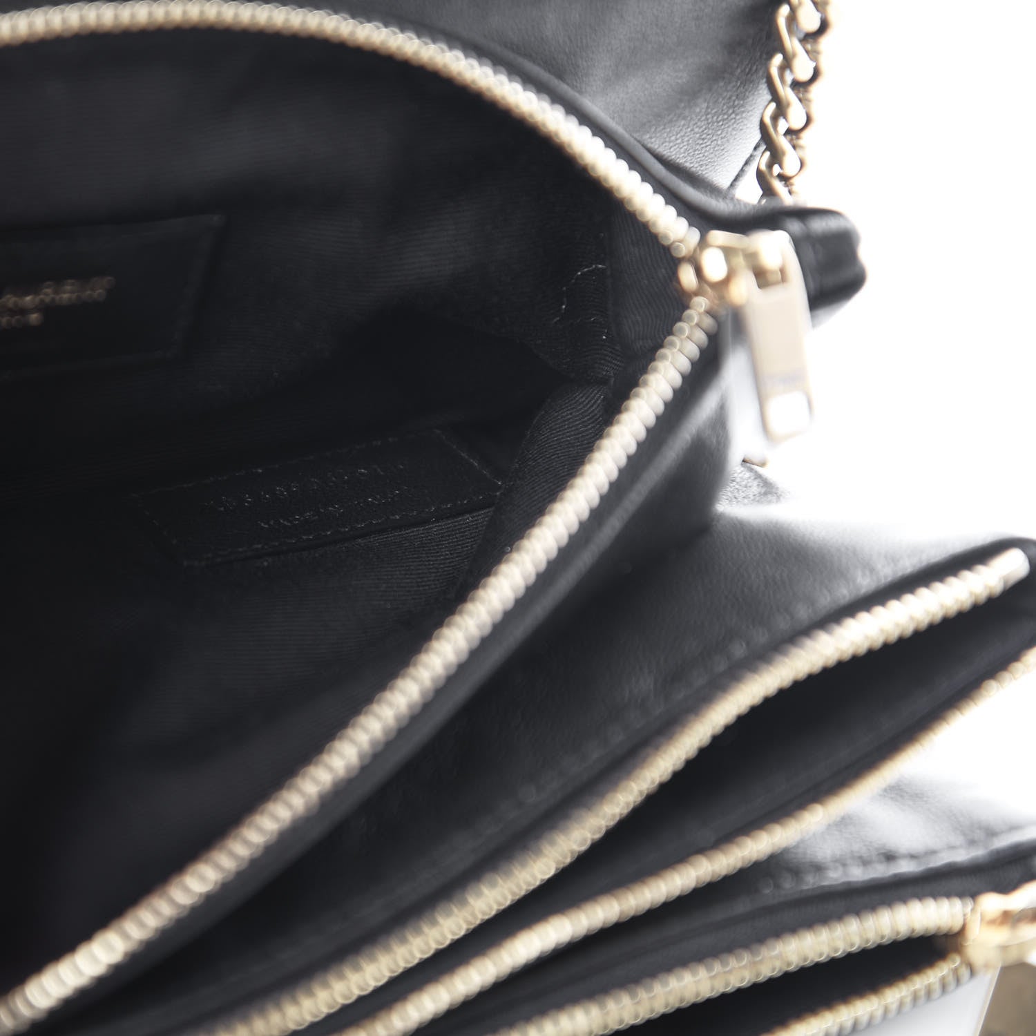 Saint Laurent Lambskin Diamond Quilted Monogram Angie Chain Bag Black 10 of 16