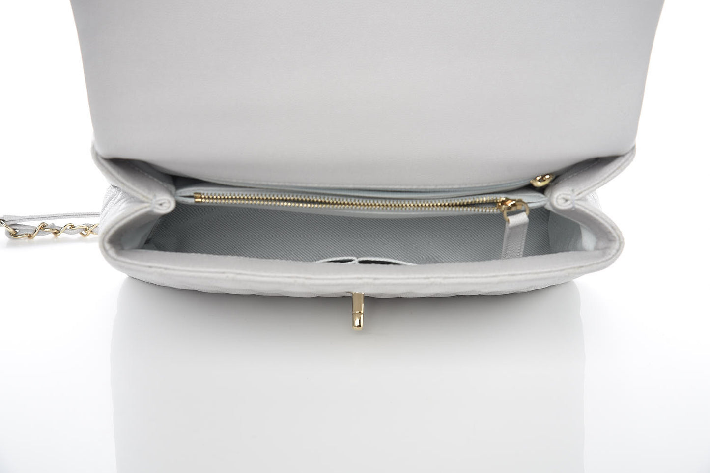 Caviar Quilted Small Coco Handle Flap Light Grey