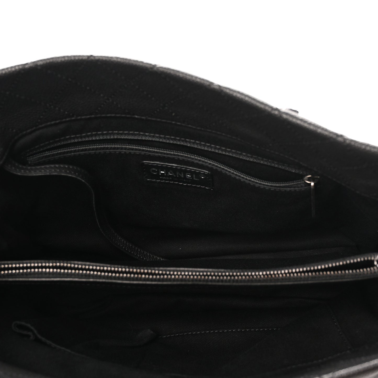 Caviar Quilted Shopping Tote Black