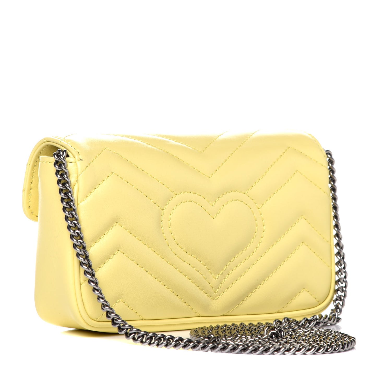 Calfskin Matelasse Super Mini GG Marmont Shoulder Bag Banana