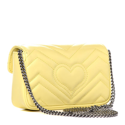 Gucci Calfskin Matelasse Super Mini GG Marmont Shoulder Bag Banana 3 of 9
