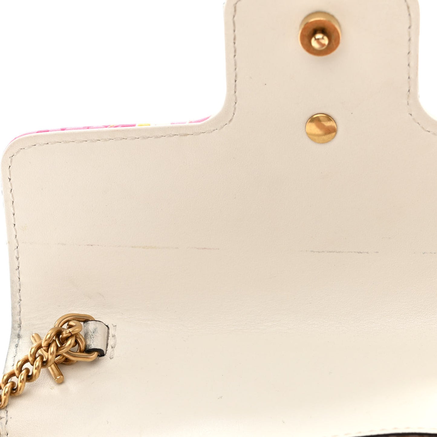 X KEN SCOTT Calfskin Matelasse Floral Print Super Mini GG Marmont Shoulder Bag Ivory Pink