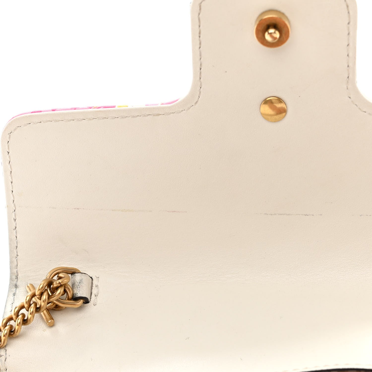 Gucci X KEN SCOTT Calfskin Matelasse Floral Print Super Mini GG Marmont Shoulder Bag Ivory Pink 11 of 15