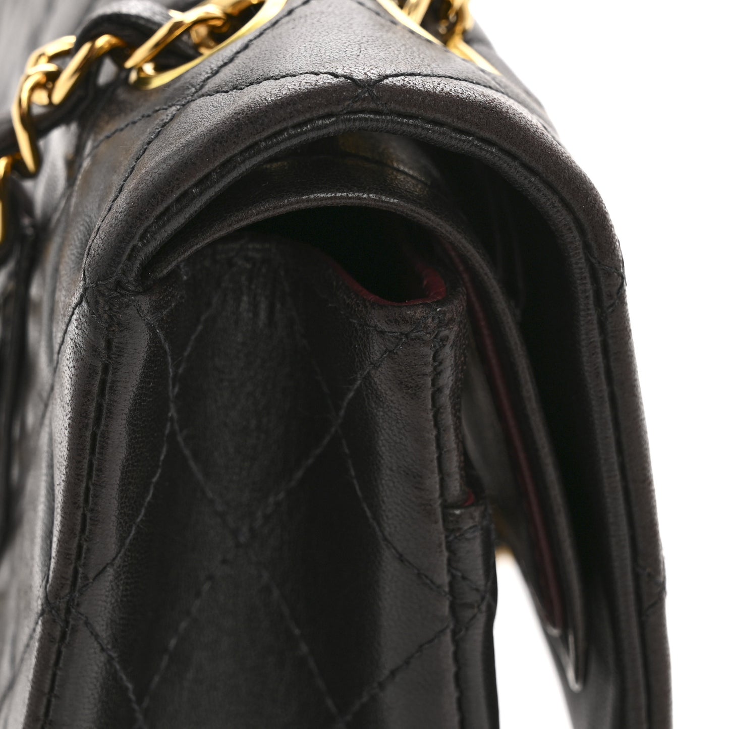 Lambskin Quilted Medium Double Flap Black