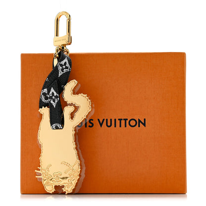 Louis Vuitton Catogram Flying Cat Bag Charm Key Holder Gold Black 6 of 6