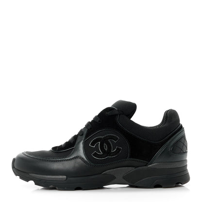 Chanel Toile Suede Calfskin CC Sneakers 38 Black 1 of 10
