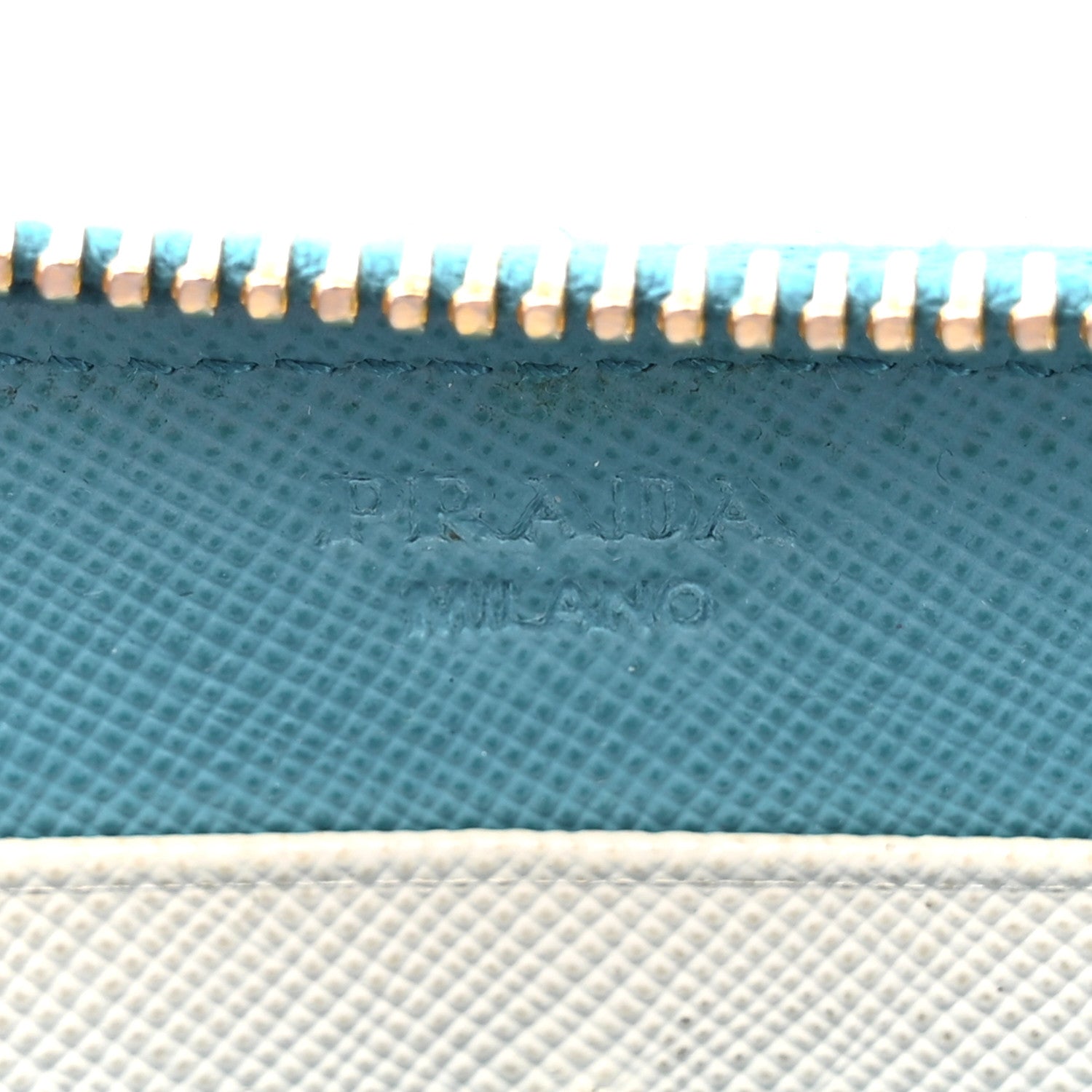 Prada Saffiano Metal Zip Around Wallet Turchese Talco 6 of 12