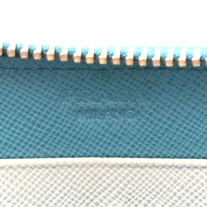 Prada Saffiano Metal Zip Around Wallet Turchese Talco 6 of 12