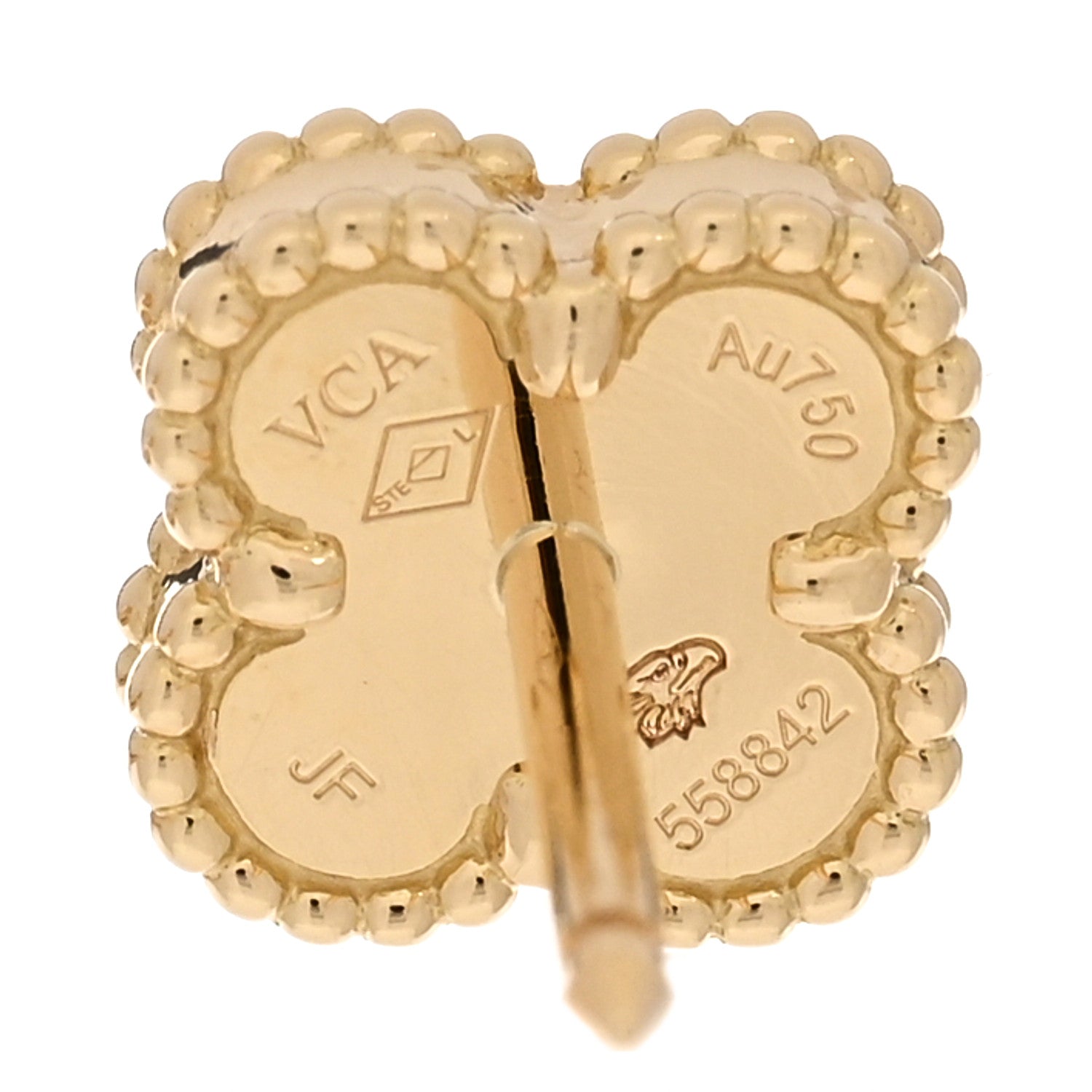 Van Cleef & Arpels 18K Yellow Gold Mother of Pearl Sweet Alhambra Earrings 4 of 5